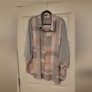 Rose + Olive boutique multi-print button down blouse size 2X